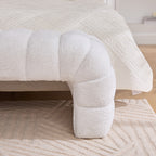 Modern Upholstered Armless Bed Bench, Channel Tufted Couch Daybed Chaise, Ivory Chenille, 69.7' Wide - Grand Goldman Shop