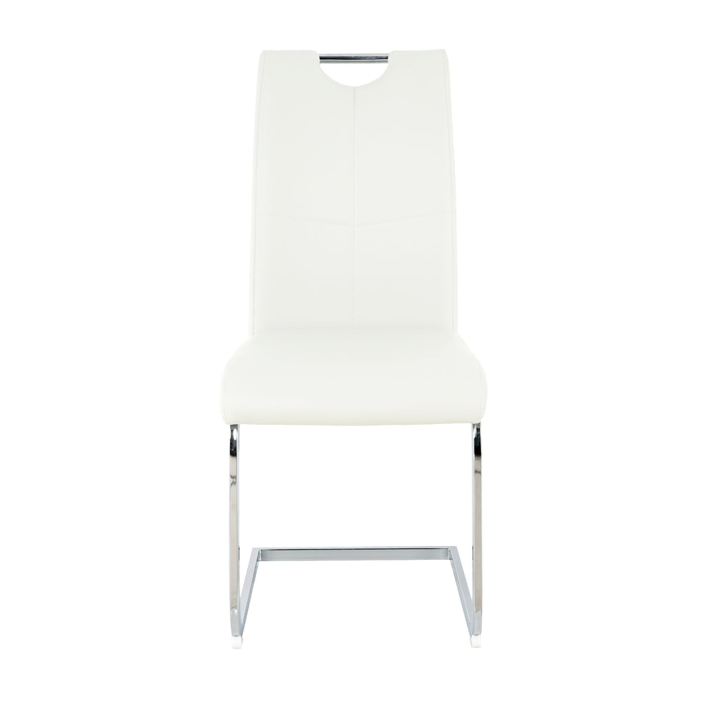 Modern Dining Chairs with Faux Leather Padded Seat Dining Living Room Chairs Upholstered Chair with Chrome Metal Legs Design for Kitchen, Living, Bedroom, Dining Room Side Chairs Set of 4 - Grand Goldman Shop