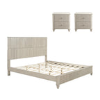 3-Piece Bedroom set with a King Size Bed and 2 Nightstands, Beige - Grand Goldman Shop