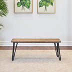 Aryven Industrial Wood Dining Bench, Rustic Dark Pine Finish - Grand Goldman Shop