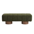 Upholstered Dining Bench for Dining Room, No-Assembly End of Bed Entryway Bench Ottoman for Bedroom Living Room, Green Boucle Fabric Stool Top Wood Leg 300 LBS Weight Capacity - Grand Goldman Shop