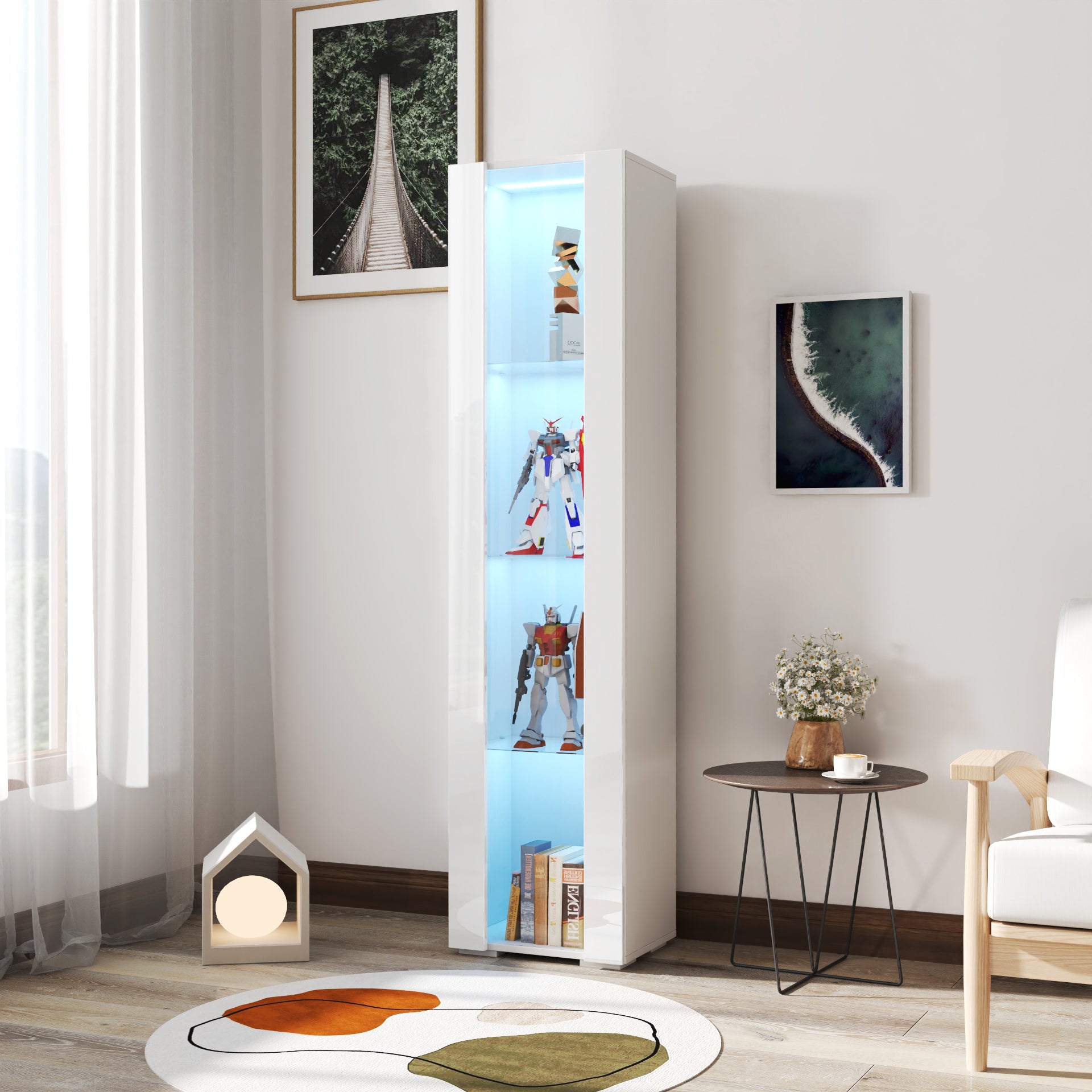 Side cabinet with aluminum strip lamp, - Grand Goldman Shop