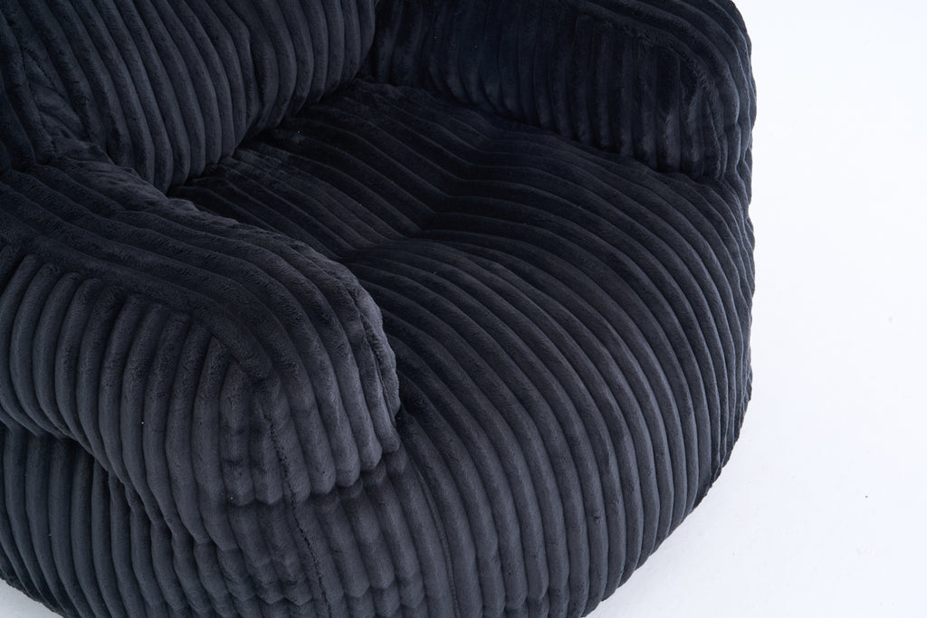 010-Soft Fluffy Corduroy Fabric Bean Bag Chair Filled With Memory Sponge,Black - Grand Goldman Shop
