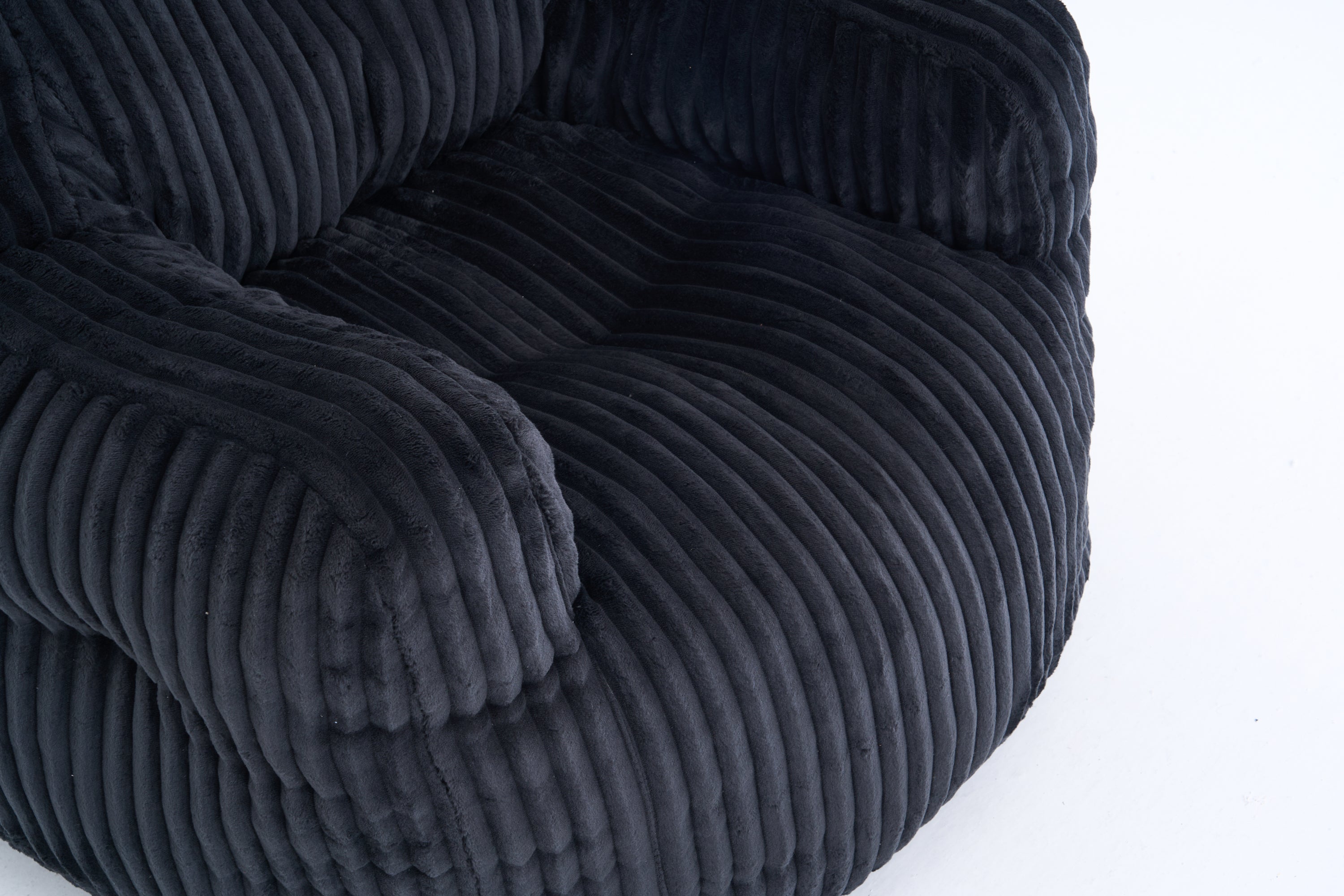 010-Soft Fluffy Corduroy Fabric Bean Bag Chair Filled With Memory Sponge,Black - Grand Goldman Shop