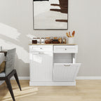 Two Drawers and Two-Compartment Tilt-Out Trash Cabinet Kitchen Trash Cabinet-White - Grand Goldman Shop