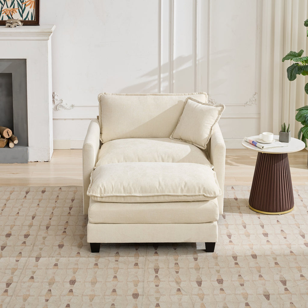 Cloud Sofa one Seat (Armrests are not included), Modern Sectional Couch, for Living Room Bedroom and Apartment, Comfy Double Layer Upholstered Seat Cushion, Breathable Chenille Fabric, Beige - Grand Goldman Shop