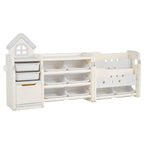 Kids Toy Storage with Bookshelf, 4-Tier Toy Storage Organizer with 10 Movable Plastic Bins, Kids Cubby Cabinet with Bookshelf