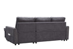 MGEA Modern modular L-shaped sofa bed with chaise longue, reversible sofa bed with pull-out bed and storage, 4-seat linen fabric convertible sofa for living room dark grey - Grand Goldman Shop