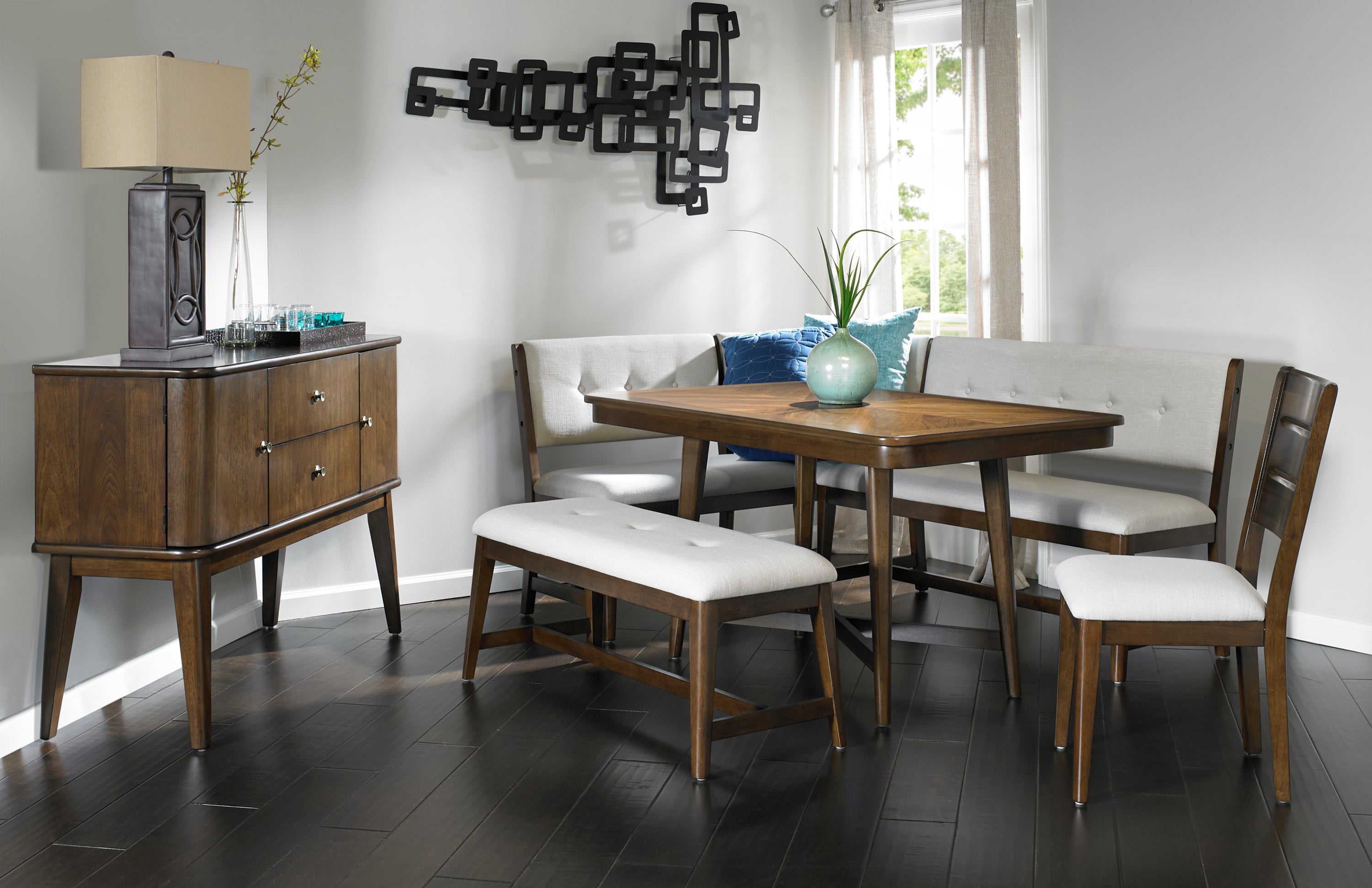 Backless Upholstered Dining Bench Mid-Century Seating - Grand Goldman Shop