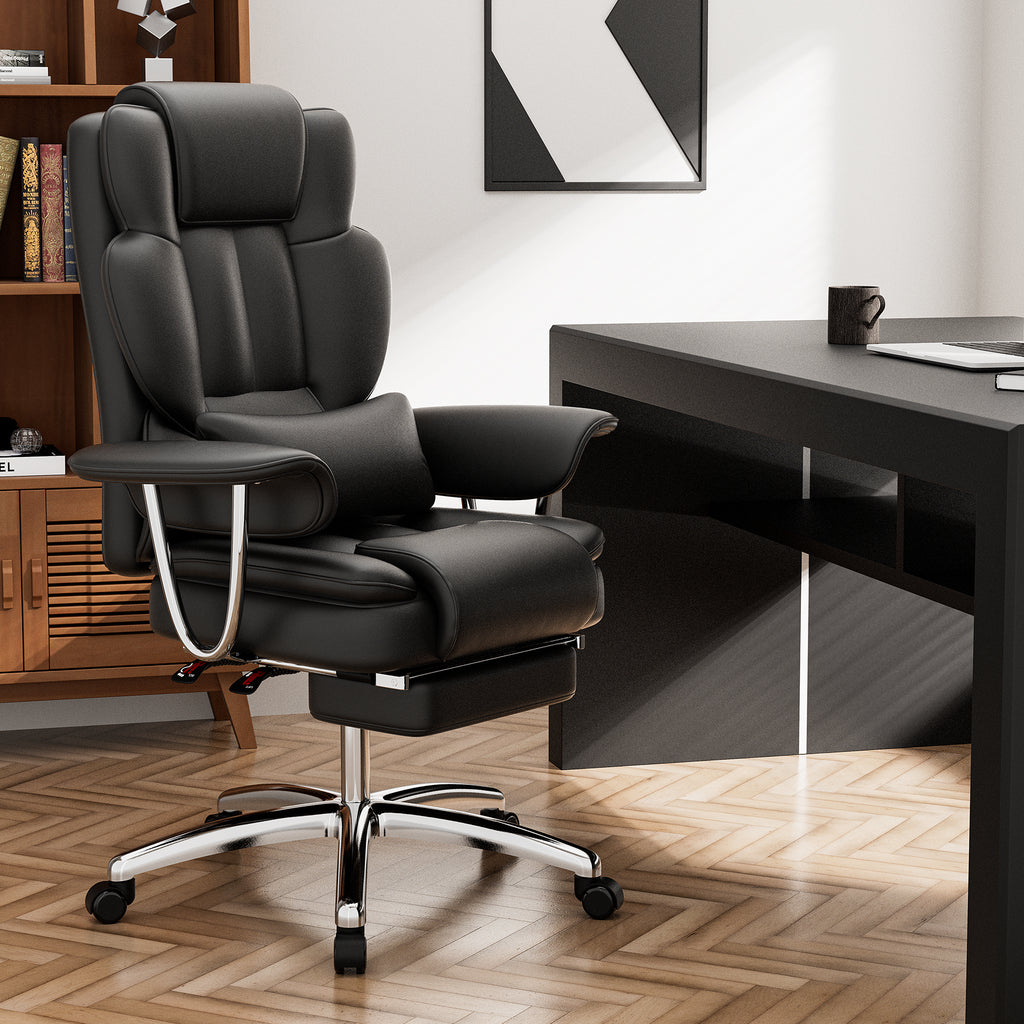 Office Chair, Big and Tall Executive Office Chair with Footrest, Leather Computer Chair, Ergonomic Reclining Chair High Back,
