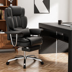 Office Chair, Big and Tall Executive Office Chair with Footrest, Leather Computer Chair, Ergonomic Reclining Chair High Back,