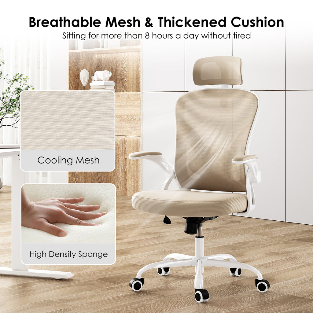 Ergonomic Office Chair, Home Office Desk Chair with Headrest, High Back Computer Chair with Armrests and Adjustable Lumbar Su