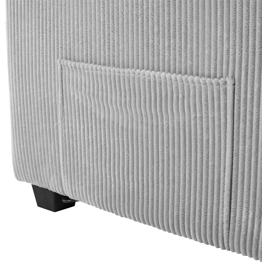 Corduroy Sleeper Sofa Loveseat with Full Size Mattress, USB Ports, Cup Holders, Side Pockets, and Phone Holder, Grey - Grand Goldman Shop