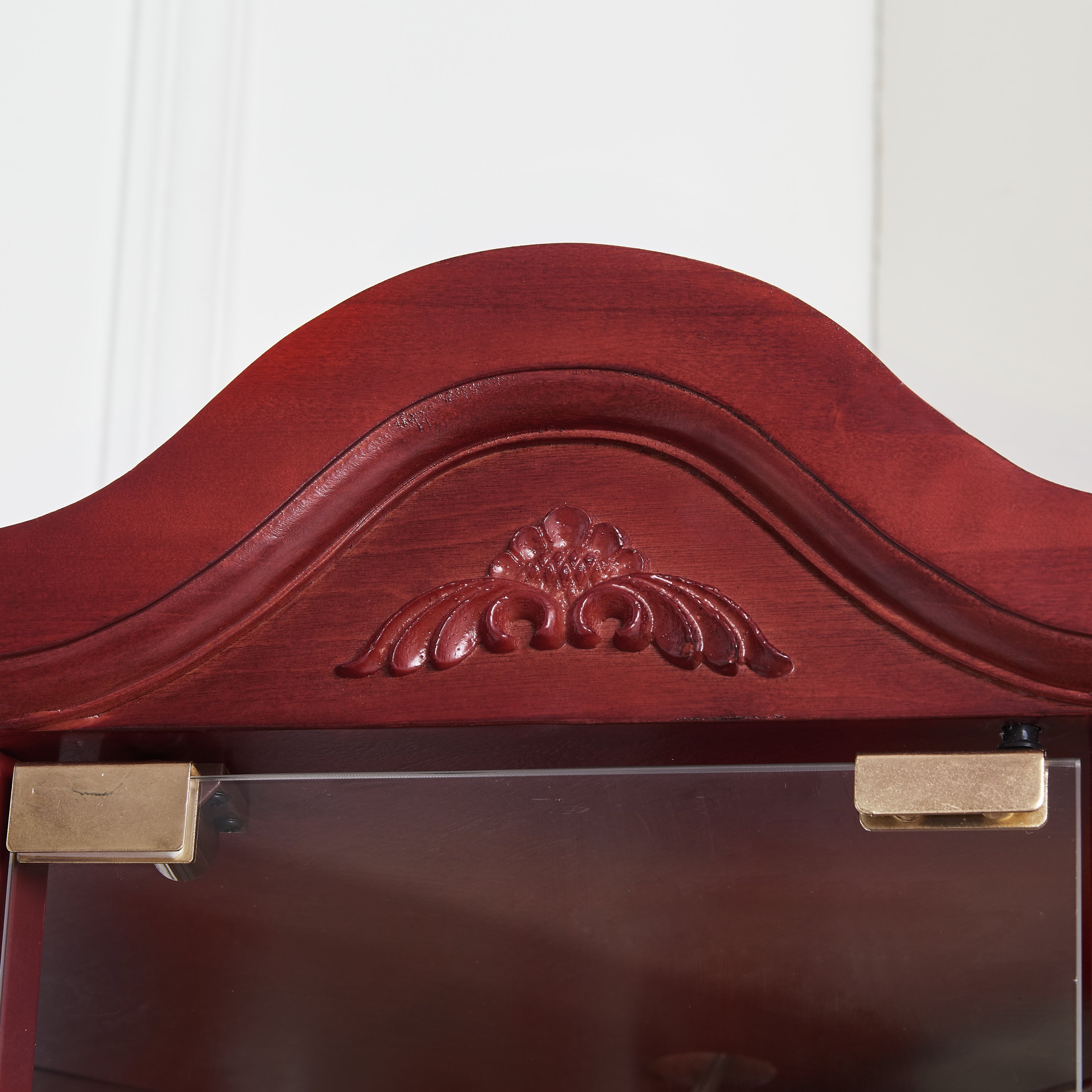 Glass Cabinet Lighted Corner Cabinet Corner Display Curio Cabinet, Glass Display With Light(Included)Bar Cabinet,Wine Cabinet with Adjustable Glass Shelves Carved Decoration Cherry Light(Included) - Grand Goldman Shop