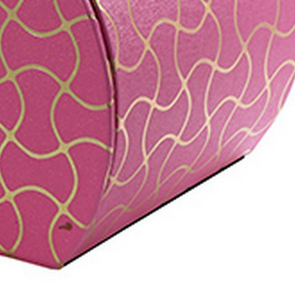 Travel Jewelry Case with 2 Drawer Storage and Wavy Textured Pattern, Pink - Grand Goldman Shop
