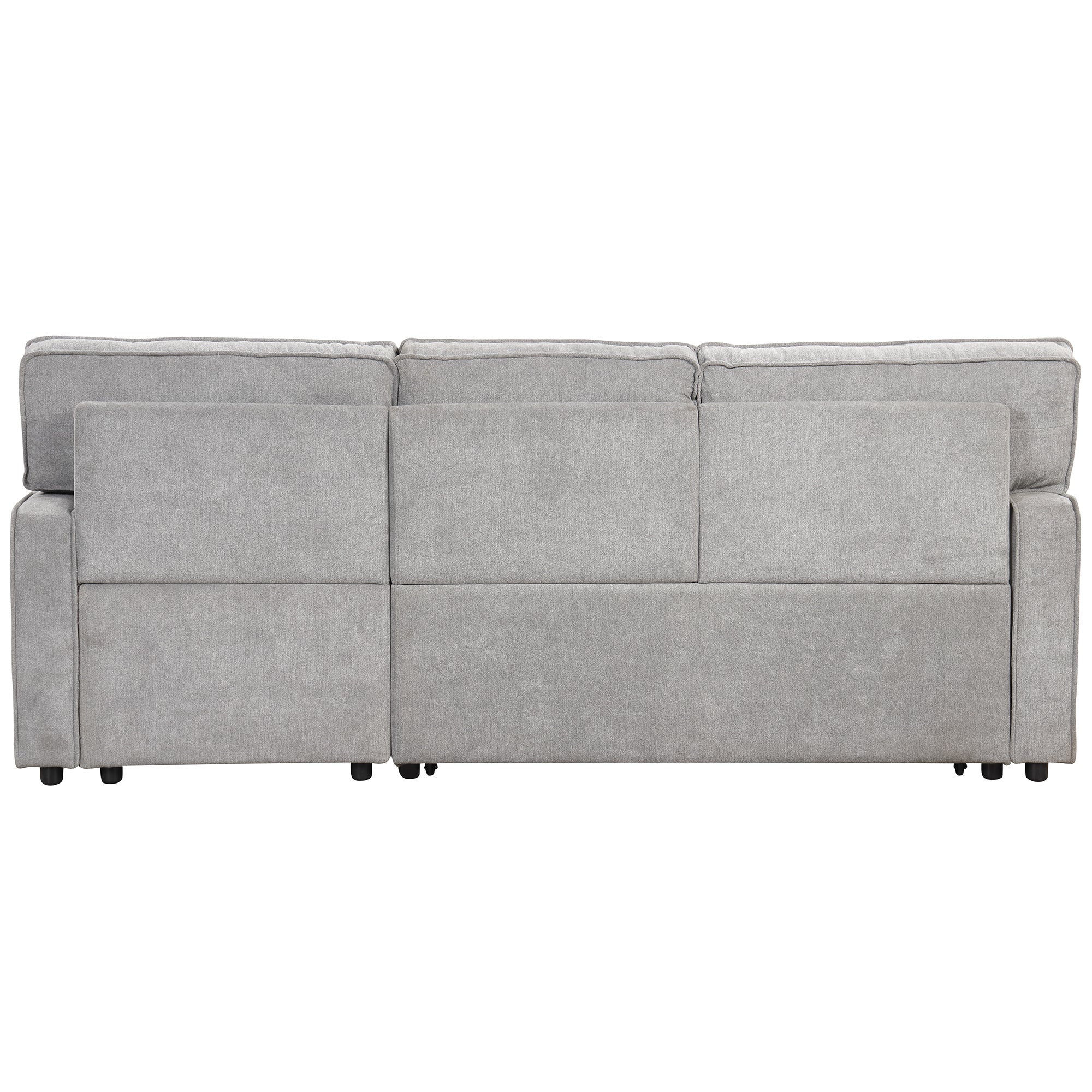 U_STYLE Upholstery Sleeper Sectional Sofa with Storage Space, USB port, 2 cup holders on Back Cushions(same sku; WY000335AAE) - Grand Goldman Shop