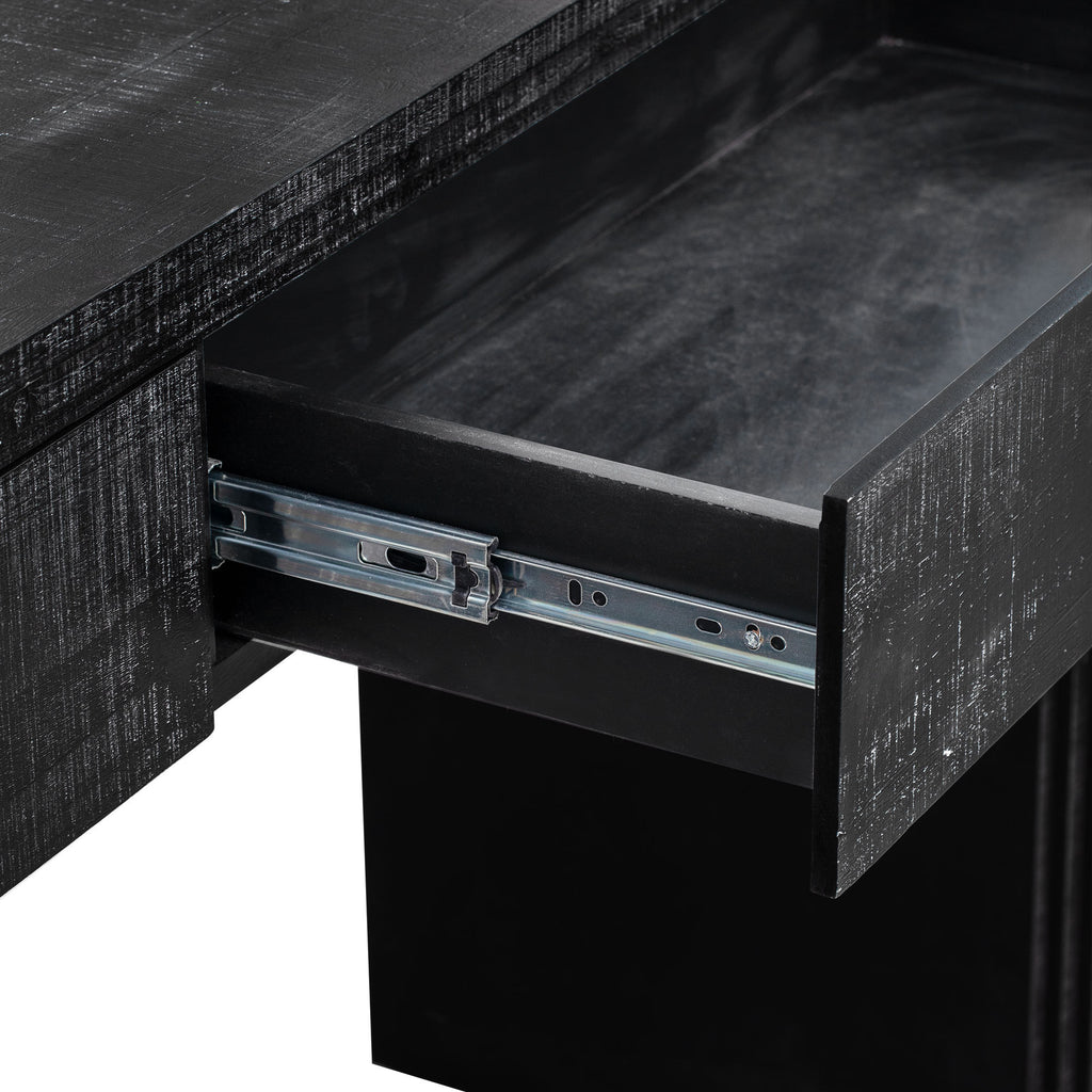 TREXM Unique Retro Silhouette Console Table with Open Style, Two Top Drawers for Entrance, Dinning Room, Living Room (Antique Black) - Grand Goldman Shop