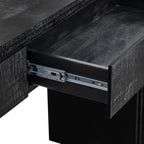 TREXM Unique Retro Silhouette Console Table with Open Style, Two Top Drawers for Entrance, Dinning Room, Living Room (Antique Black) - Grand Goldman Shop