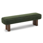 Indoor Green Fabric Dining Bench with Walnut Color Legs, 60.04'L Upholstered Seating for Kitchen, Dining Room and Living Space,250lbs Capacity - Grand Goldman Shop