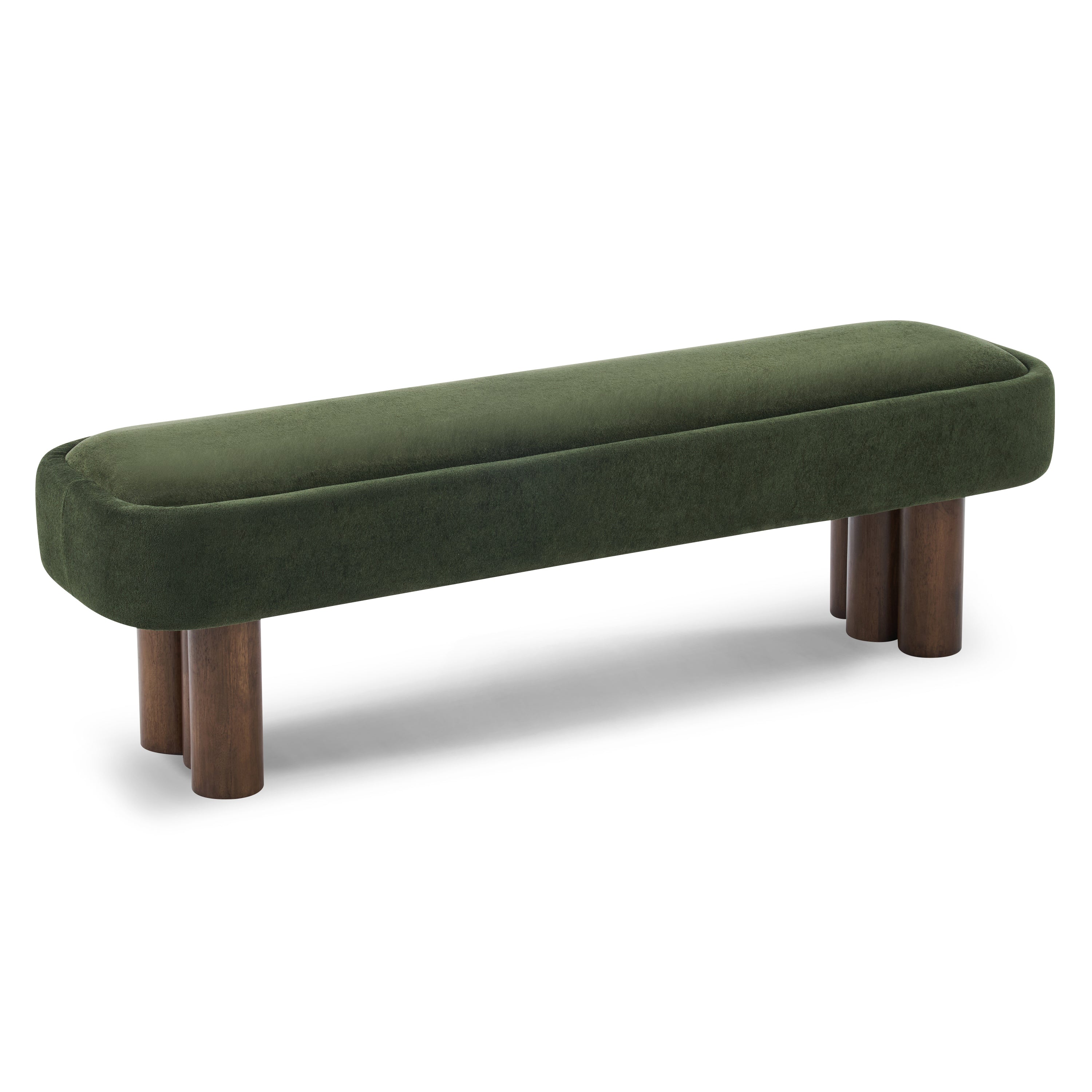 Indoor Green Fabric Dining Bench with Walnut Color Legs, 60.04'L Upholstered Seating for Kitchen, Dining Room and Living Space,250lbs Capacity - Grand Goldman Shop
