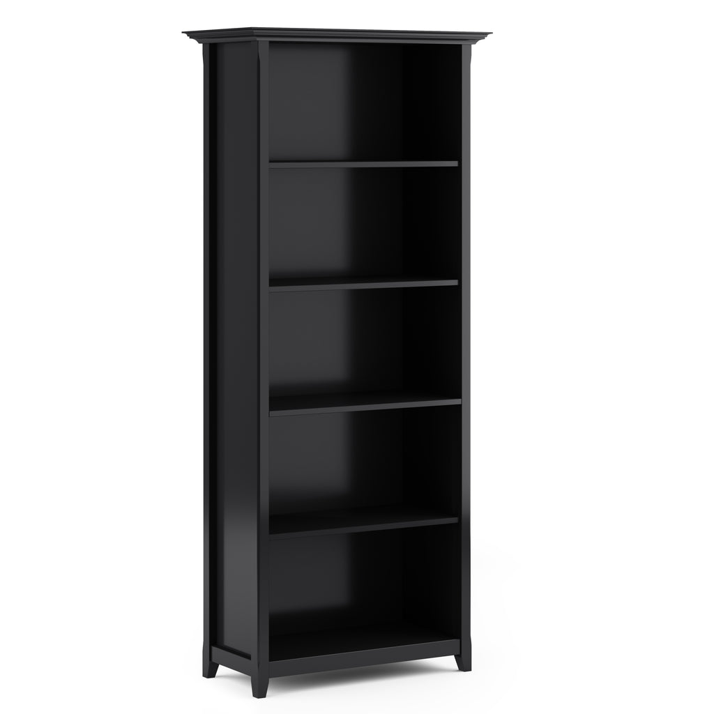Amherst 30 inch Solid Wood 5 Shelf Bookcase in Black | Premium Home Decor - Grand Goldman