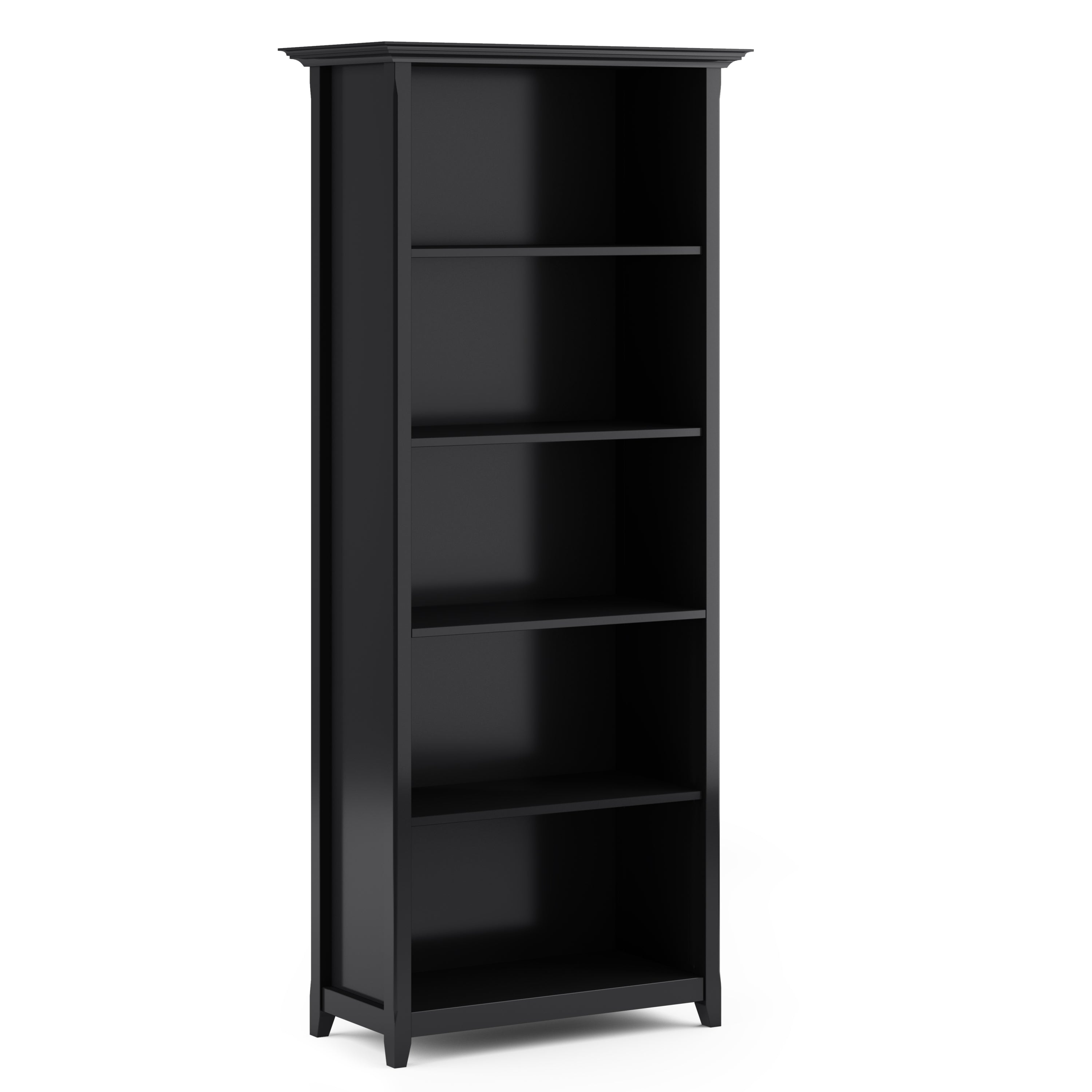 Amherst 30 inch Solid Wood 5 Shelf Bookcase in Black | Premium Home Decor - Grand Goldman