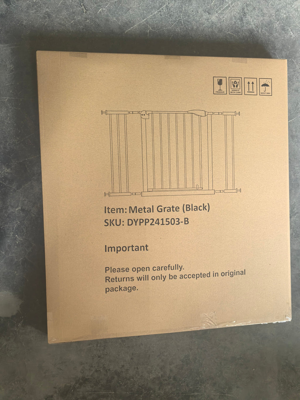 Black Pressure-Mounted Baby Gate for Stairs and Doorways, 29.5-44.1' Wide, Steel and ABS Construction, Easy Walk-Through Safe