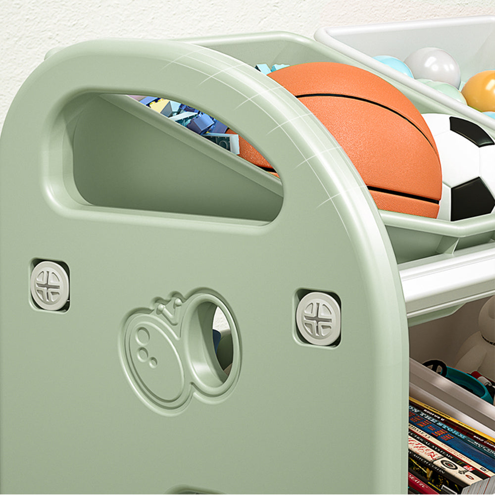 Kids Toy Storage Organizer with 6 Bins, Multi-functional Nursery Organizer Kids Furniture Set Toy Storage Cabinet Unit with H