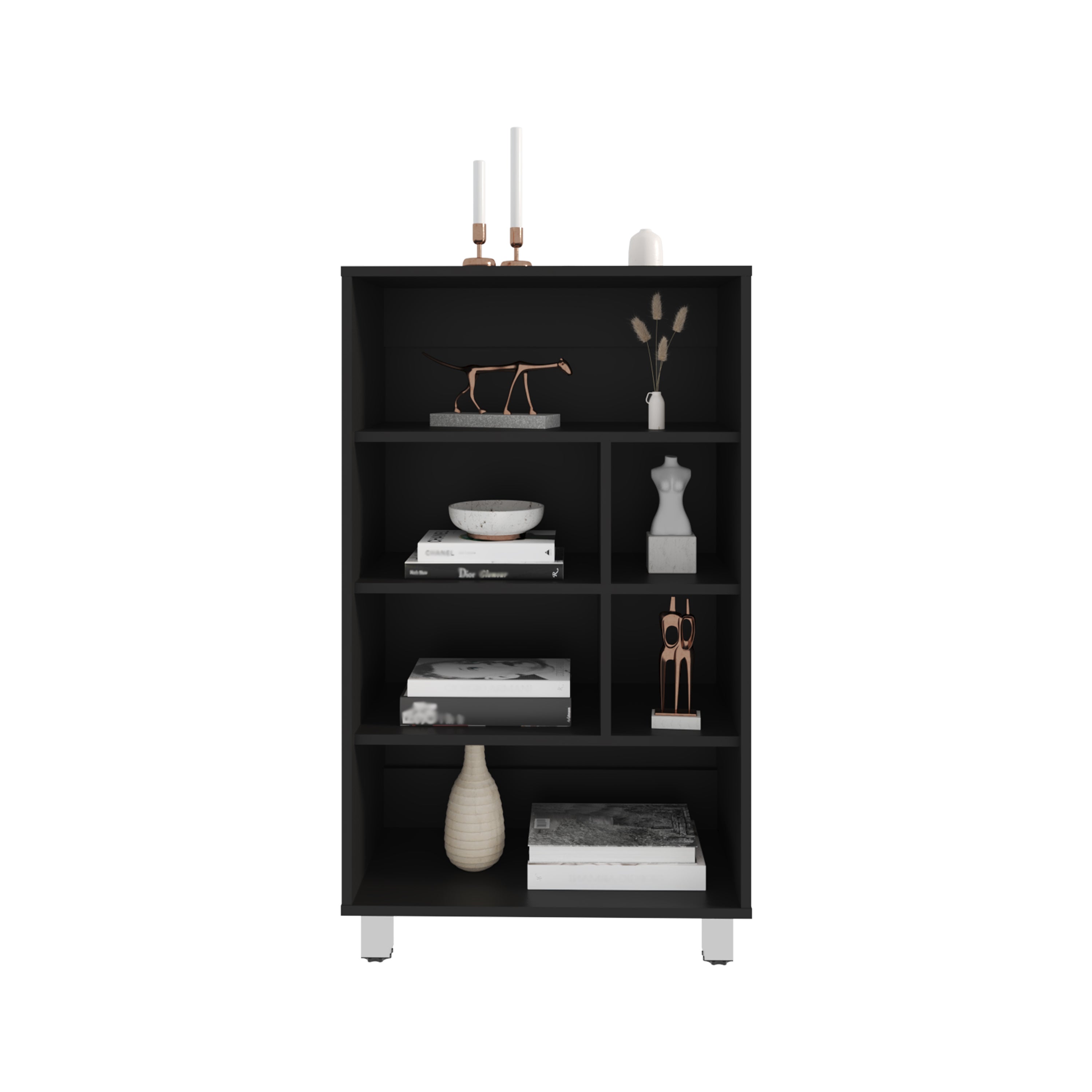 Bellagio 40' Tall Four-Tier Shelf Narrow Bookcase Black | Premium Home Decor - Grand Goldman