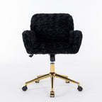 A&A Furniture Office Chair,Artificial rabbit hair Home Office Chair with Golden Metal Base,Adjustable Desk Chair Swivel Offic