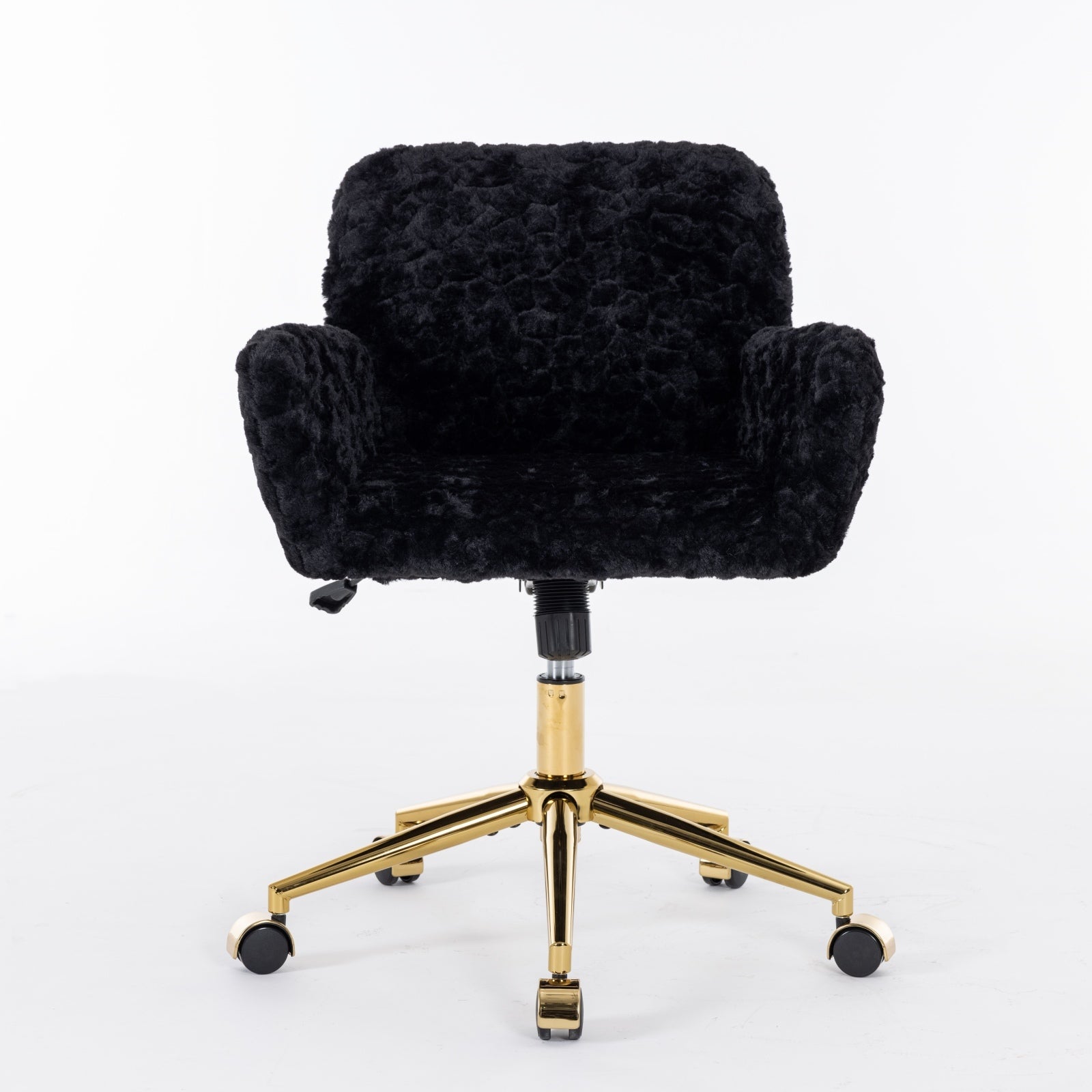 A&A Furniture Office Chair,Artificial rabbit hair Home Office Chair with Golden Metal Base,Adjustable Desk Chair Swivel Offic