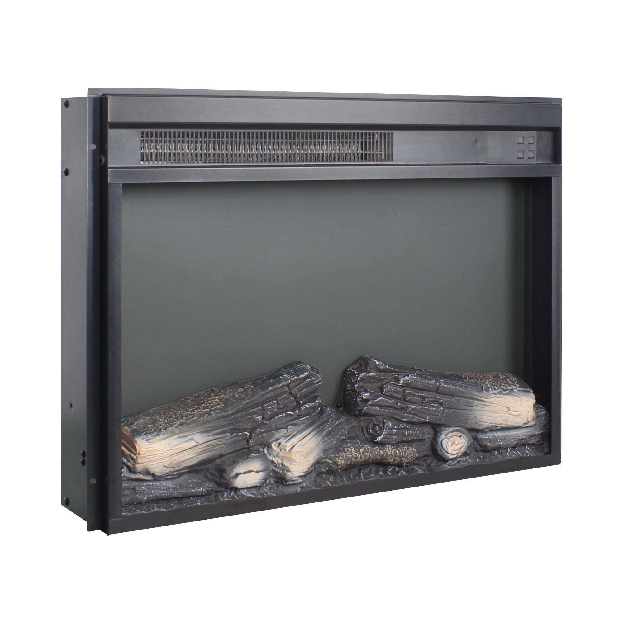 23 inch electric fireplace insert, ultra thin heater with log set & realistic flame, remote control with timer, overheating protection - Grand Goldman Shop