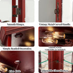 Corner Curio Cabinet Lighted Corner Display, Glass Display Shelf Shelving Bar cabinet with Tempered Glass Door, Bar Cabinet,Cabinet with Adjustable Shelf Glass Cabinet Shelves Bead Bulb Included - Grand Goldman Shop