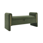 Modern Teddy Bed End Bench with Arms and Storage, Upholstered Foot Rest Stool in Olive Green, Plywood, 52.3'' - Grand Goldman Shop