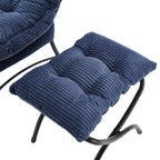 Lazy Chair with Ottoman, Modern Lounge Accent Chair with Armrests and a Side Pocket, Leisure Upholstered Sofa Chair Reading Chair with Footrest for Small Space, Corner Chair-Navy blue - Grand Goldman Shop