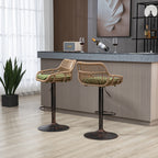 COOLMORE Modern Swivel Bar Stools Set of 2 with Adjustable Height and Footrest in Green Linen - Grand Goldman Shop