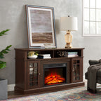 Classic TV Media Stand Modern Entertainment Console with 23' Fireplace Insert for TV Up to 65' with Open and Closed Storage Space, Espresso, 58.25'W*15.75'D*32'H - Grand Goldman Shop