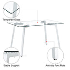 Glass Dining Table Modern Minimalist Rectangular  for 4-6 with 0.31' Tempered Glass Tabletop and plating Metal Legs, Writing Table Desk, for Kitchen Dining Living Room, 51' W x 31'D x 30' H 1123 - Grand Goldman Shop
