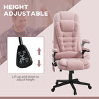 HOMCOM 6 Point Vibrating Massage Office Chair with Heat, Velvet High Back Executive Office Chair with Reclining Backrest, Pad