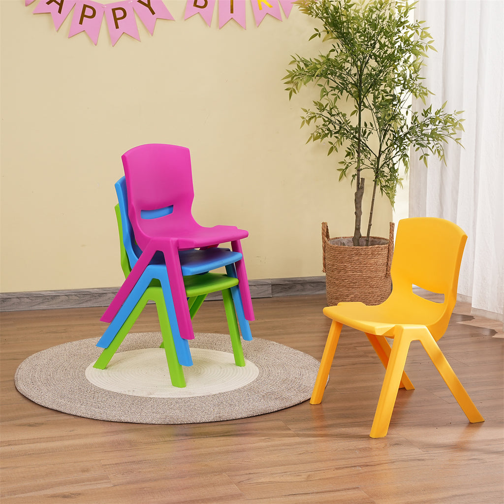 Kids Chair,Children Lightweight Plastic 4 Chairs Set with 11.8' H Seat for Playrooms,Preschool,Toddlers (Enlarge Size) | Prem