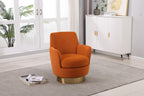 Velvet Swivel Barrel Chair, Swivel Accent Chairs Armchair for Living Room, Reading Chairs for Bedroom Comfy, Round Barrel Chairs with Gold Stainless Steel Base (Orange) - Grand Goldman Shop