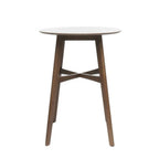 Mid-Century Modern Round Wooden Bar Table – 42' High Bar Table with Tapered Legs for Kitchen, Dining Room or Home Bar, Natural Walnut - Grand Goldman Shop