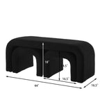 Set of 3 U-Shaped Modern Bench Teddy  Ottoman Bench for Entryway, Bedroom End of Bed, Set of 3 Small Sofa Footrest Extra Seating for Living Room, 44+18 Inch Bench Bench & Ottoman- Black - Grand Goldman Shop