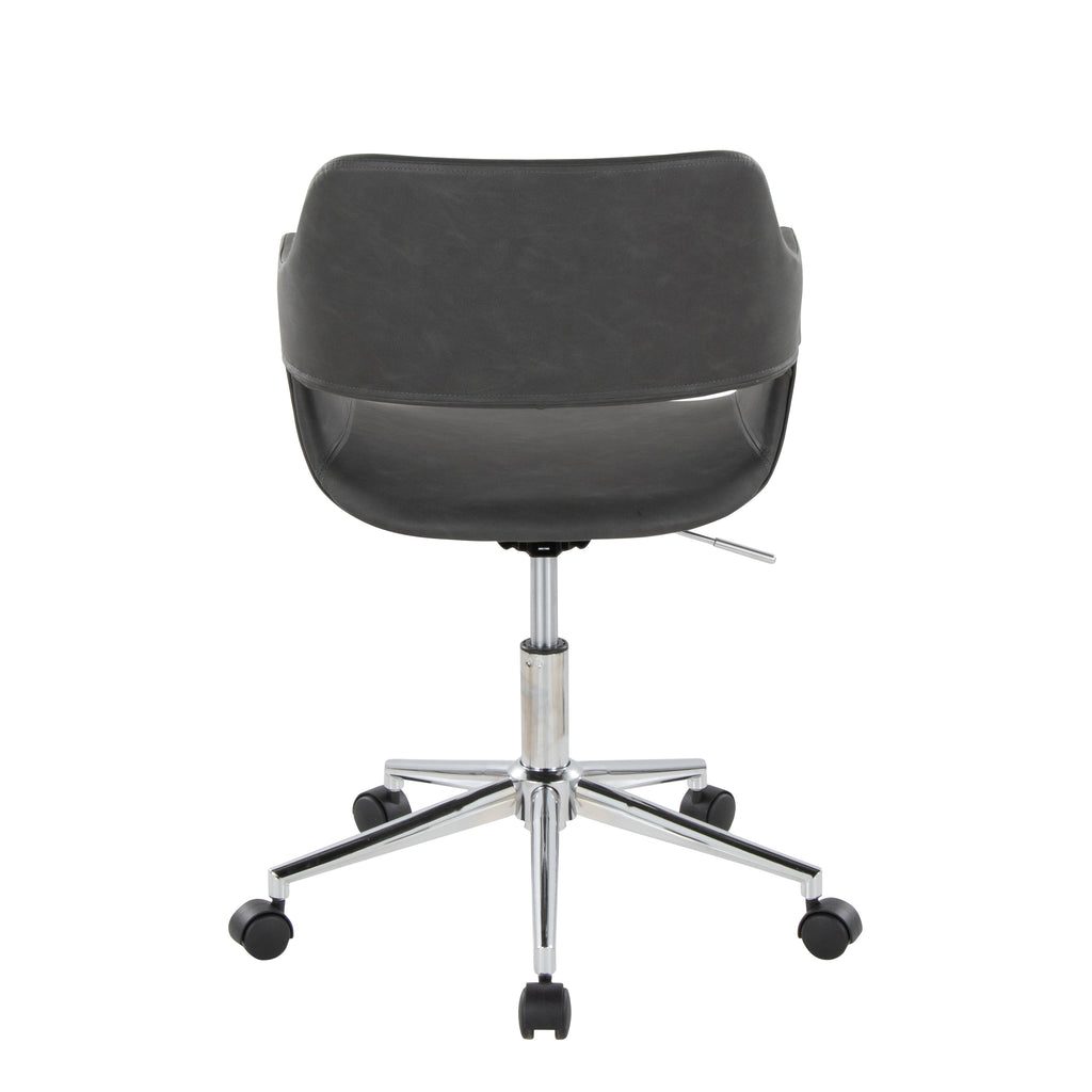 Contemporary Task Chair in Chrome Metal and Grey Faux Leather | Premium Home Decor - Grand Goldman