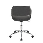 Contemporary Task Chair in Chrome Metal and Grey Faux Leather | Premium Home Decor - Grand Goldman