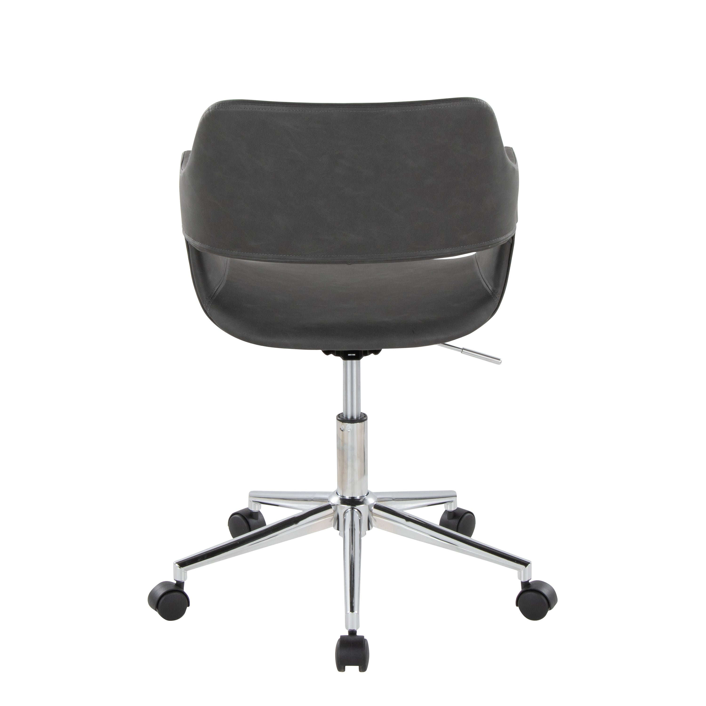 Contemporary Task Chair in Chrome Metal and Grey Faux Leather | Premium Home Decor - Grand Goldman