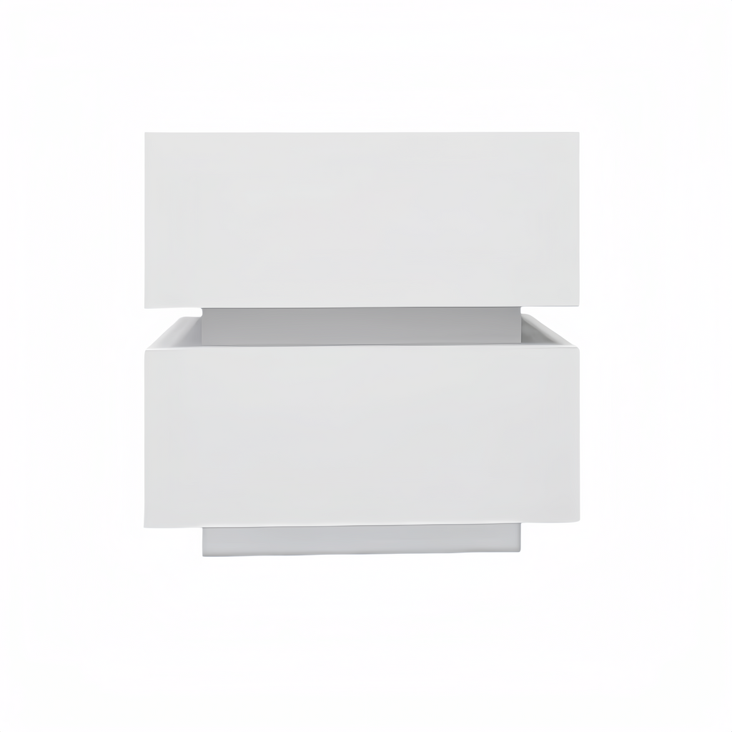 White Color High Glossy 2 Drawers Bedside Table with RGB Led Light Nightstand with Bluetooth Control - Grand Goldman Shop