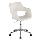 Contemporary Task Chair in Chrome Metal and White Faux Leather - Grand Goldman