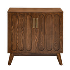 Mid Century Modern Fluted Sideboard Cabinet with Adjustable Shelves & Solid Wood Legs, Buffet Cabinet with Storage, Walnut Storage Cabinet for Living Room, Entryway, Hallway, Dining Room, Kitchen - Grand Goldman Shop