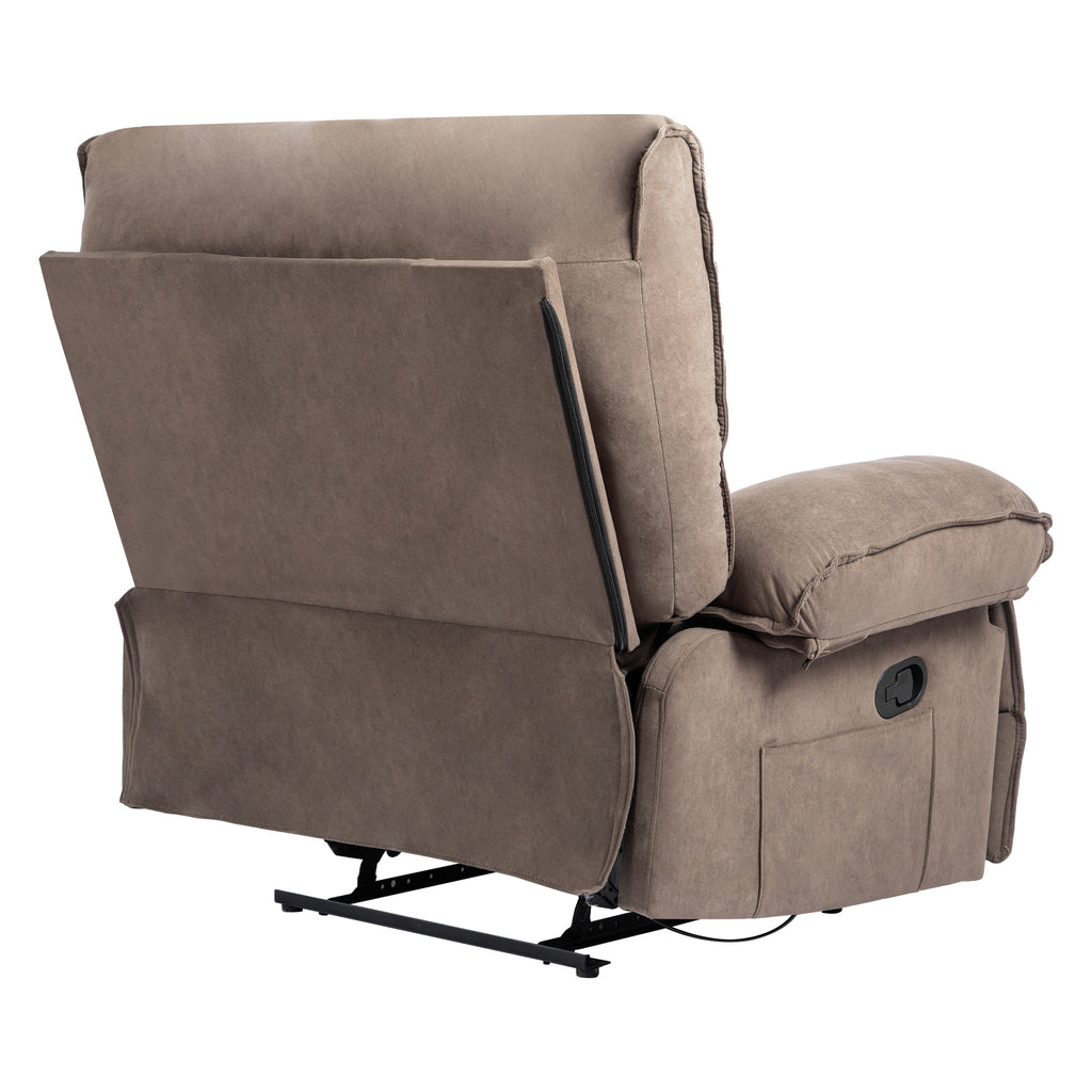 Oversized Velvet Recliner Chair Sofa with Manual Push-Back Functionality in Brown - Grand Goldman Shop